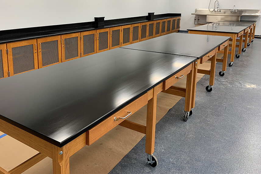 Wood Base Lab Tables for an Educational Lab