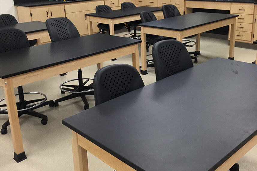 Wood Base Lab Tables for an Educational Lab