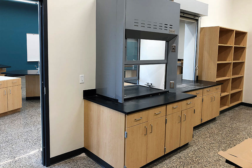 Double-Sided Fume Hood for an Educational Lab