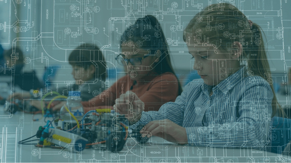 Students engaged in a STEM-related activity